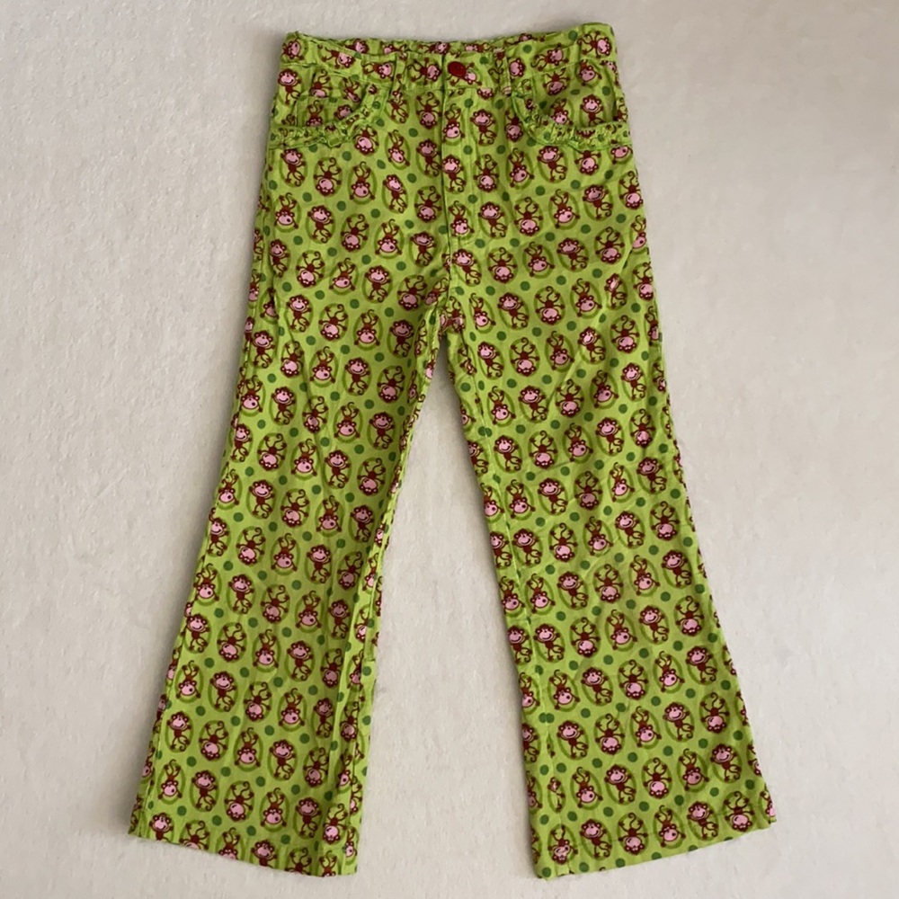 {VTG} CR Kids | Monkey & Polka Dot Wide Leg Corduroy Pants Ruffle Pocket Green 5 - Picture 15 of 15